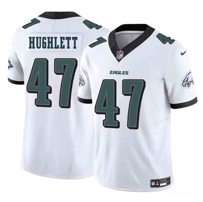 Men's Philadelphia Eagles #47 Charley Hughlett White 2024 New F.U.S.E. Vapor Untouchable Limited Stitched Football Jersey